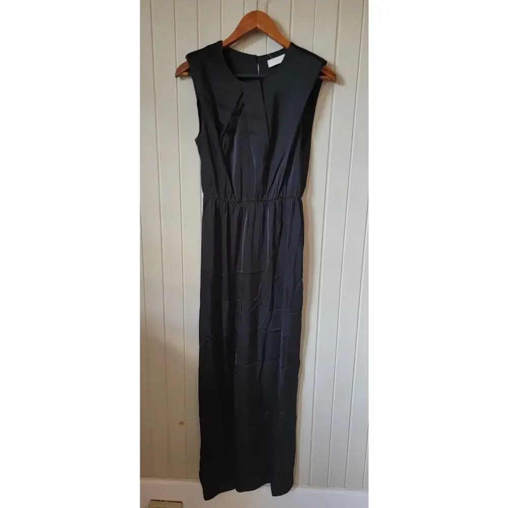 ASTR The Label Inverted Pleat Neck Sleeveless Wide Leg Jumpsuit Black Size S NWT